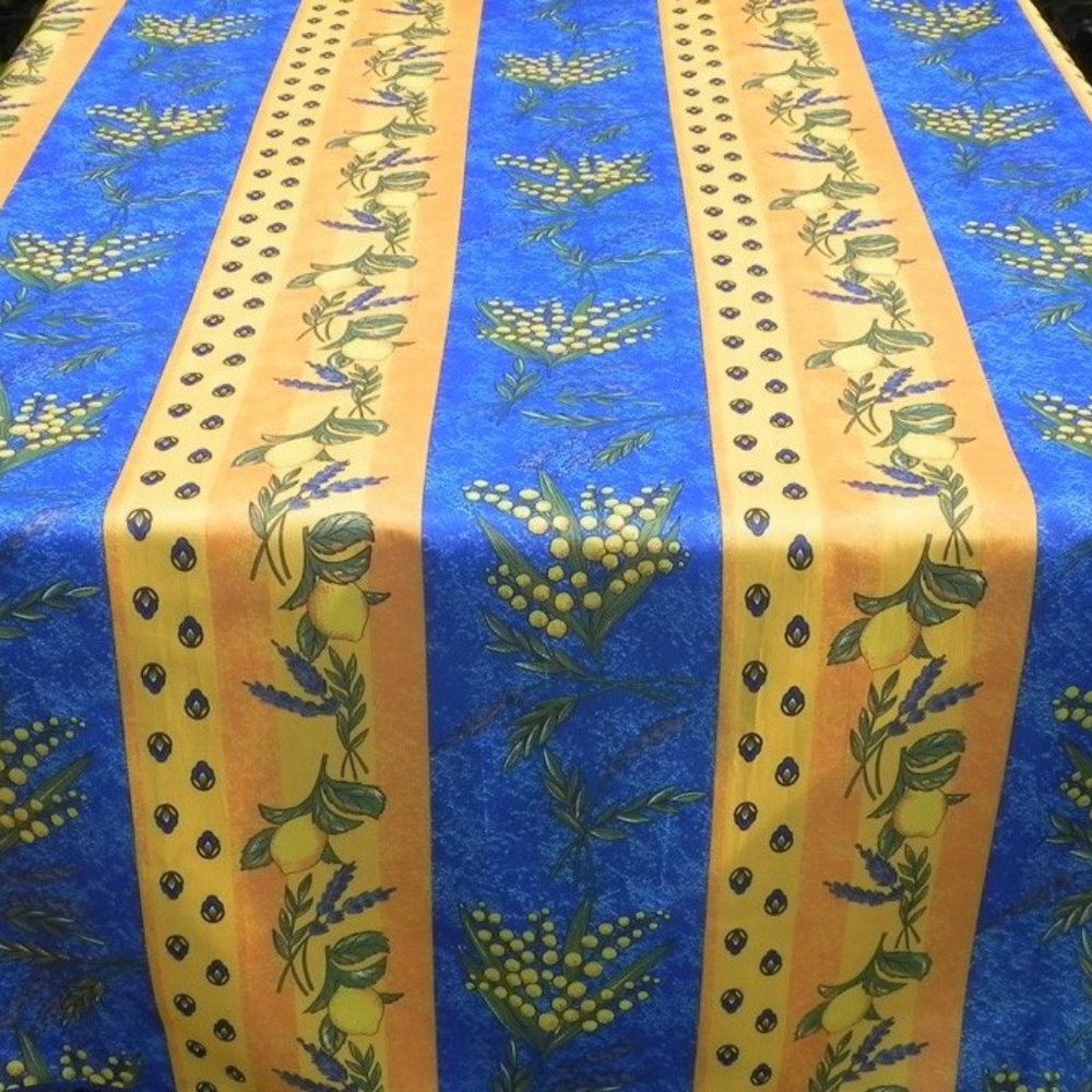 60x96" RECTANGLE LEMONS & LAVENDER BLUE TABLECLOTH
